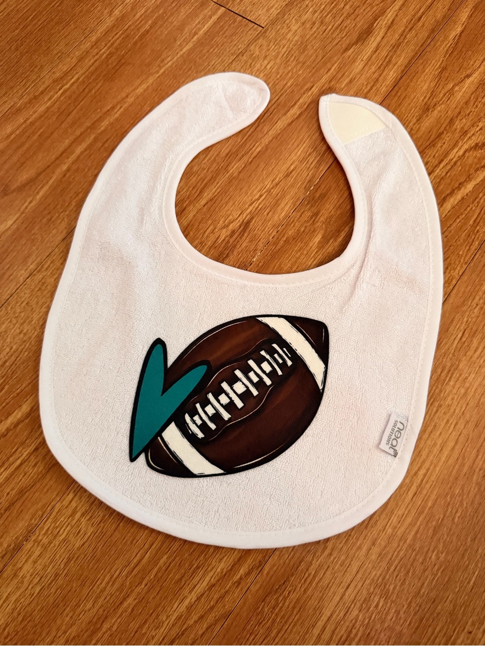 Set - White Baby Bib with Football Design and Alien Design